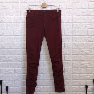 Joe’s ruched burgundy skinny ankle jeans